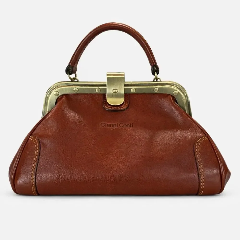 Coach Leather Brown Satchel with Top Handle and Detachable Strap